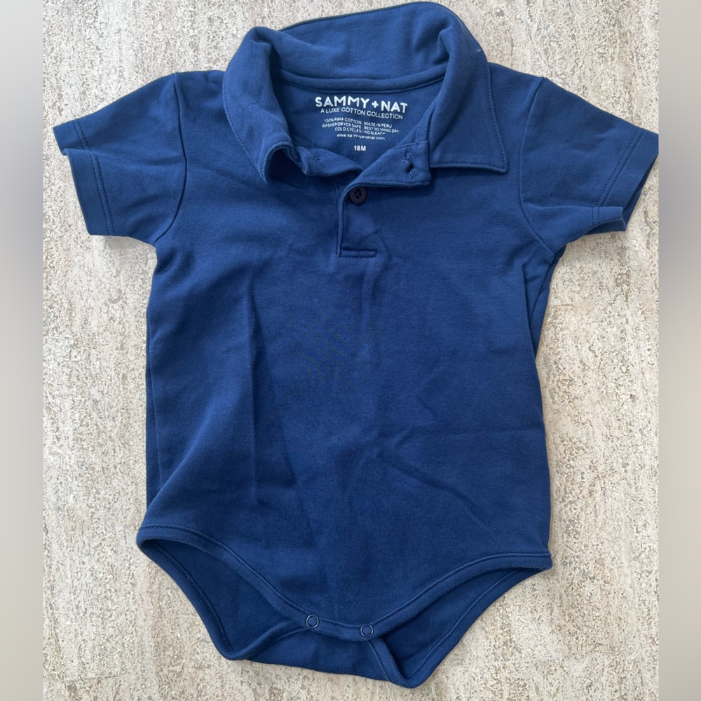 Sammy + Nat Luxe Cotton Navy Polo Bodysuit